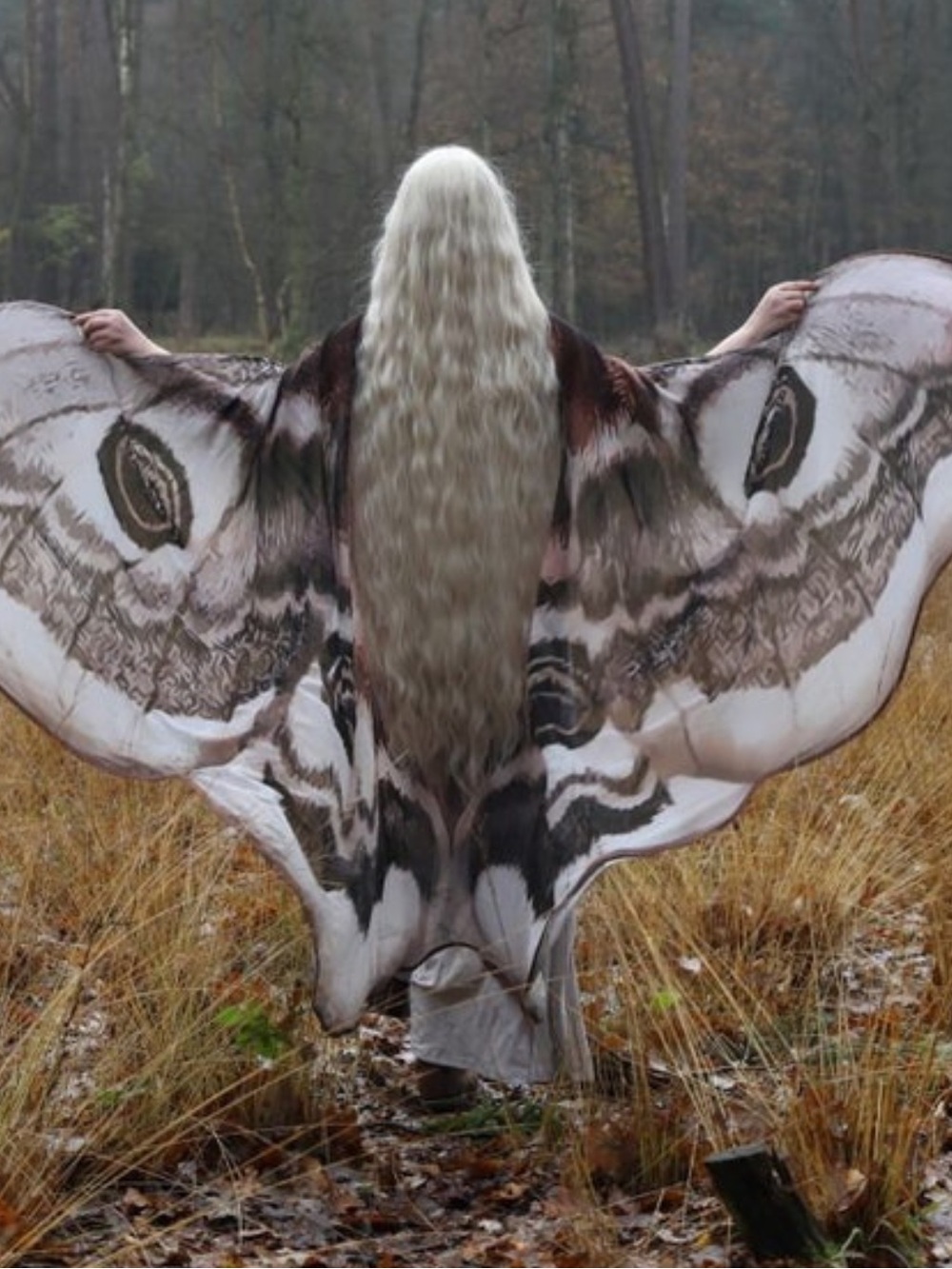 BURNING MAN OUTFIT IDEA Butterfly Moth Wing Kimono in Taupe & Cream